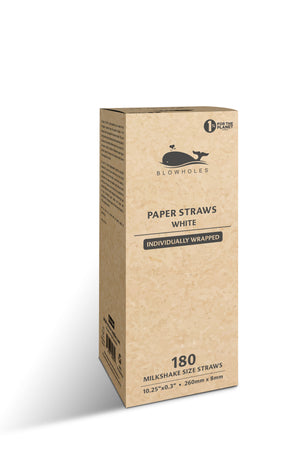 White Milkshake Straws, Wrapped - 10.25" (Box of 180)
