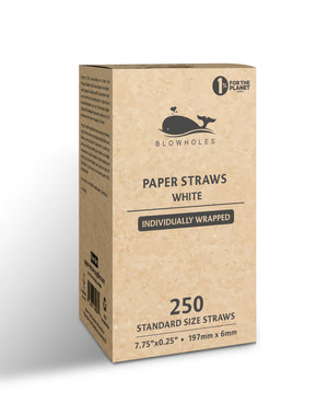 White Standard Straws, Wrapped - 7.75" (Box of 250)