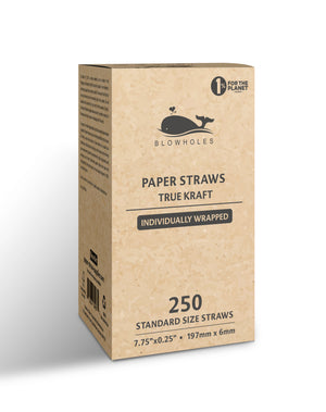 True Kraft Standard Straws, Wrapped - 7.75" (Box of 250)