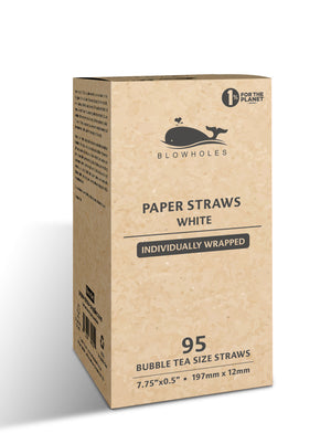 White Bubble Tea Straws, Wrapped - 7.75" (Box of 95)