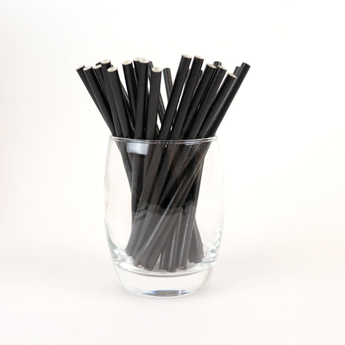 Black Cocktail Straws, Unwrapped - 5.9" (Case of 15,840)