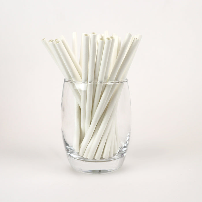 White Cocktail Straws - Unwrapped  - 5.90" (Case of 5000, no Inner Box)