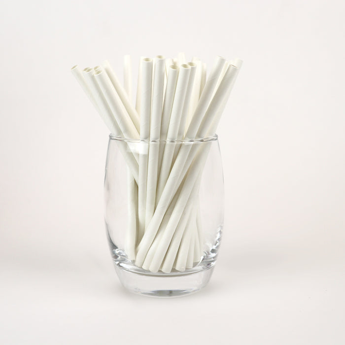 White Cocktail Straws, Unwrapped - 5.9" (Case of 15,840)