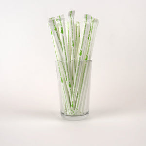 Standard White Paper Straws in a Glass